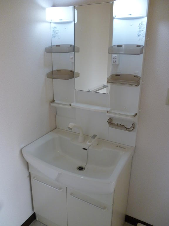 Washroom. Washbasin with shower. Brand new.