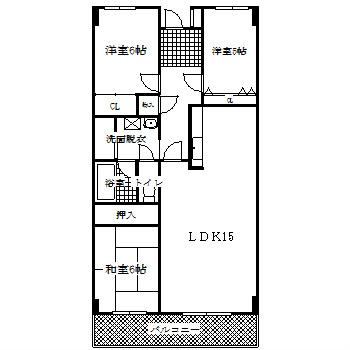 Floor plan. 3LDK, Price 8.5 million yen, Occupied area 74.54 sq m