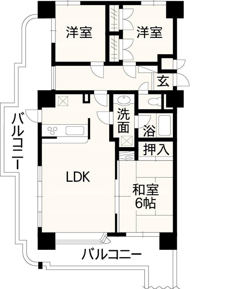 Floor plan. 3LDK, Price 13.8 million yen, Occupied area 77.35 sq m , Balcony area 36.46 sq m