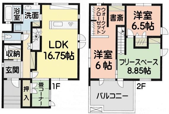 Floor plan. 28,900,000 yen, 3LDK + S (storeroom), Land area 165.62 sq m , Building area 110.96 sq m