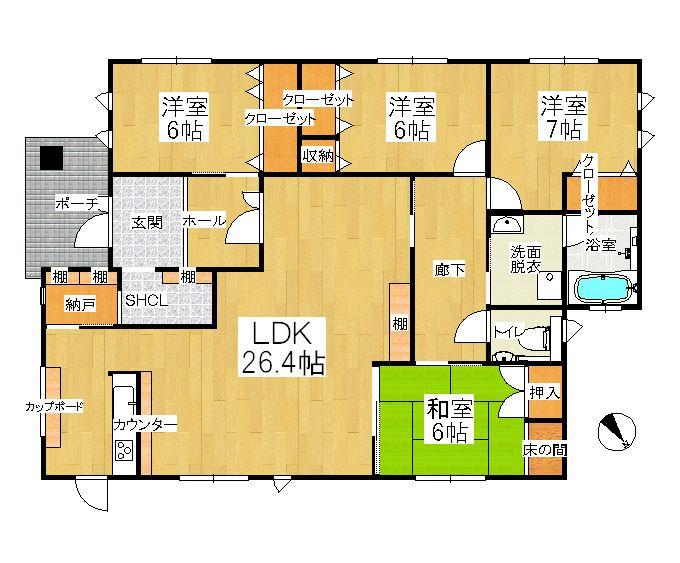 Floor plan. 19,800,000 yen, 4LDK, Land area 444.72 sq m , Building area 126.9 sq m