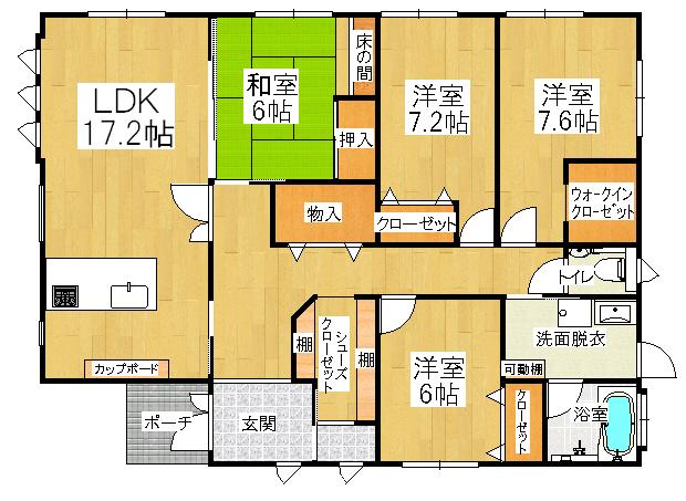 Floor plan. 20.8 million yen, 4LDK + S (storeroom), Land area 376.41 sq m , Building area 121.95 sq m