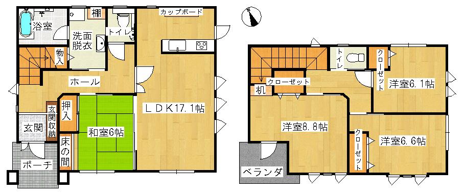 Floor plan. 19,800,000 yen, 4LDK, Land area 243.35 sq m , Building area 119.62 sq m