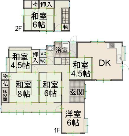 Floor plan. 4.8 million yen, 6DK, Land area 1,034.63 sq m , Building area 123.83 sq m