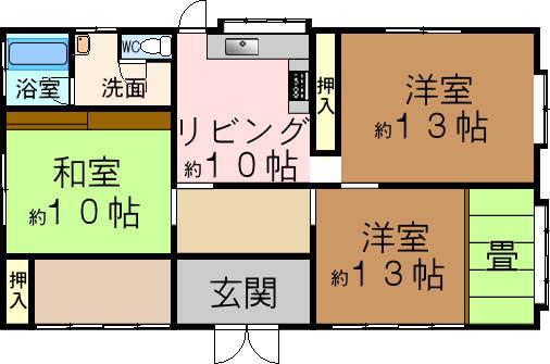 Floor plan. 13.8 million yen, 3LDK, Land area 1,372 sq m , Building area 128.64 sq m