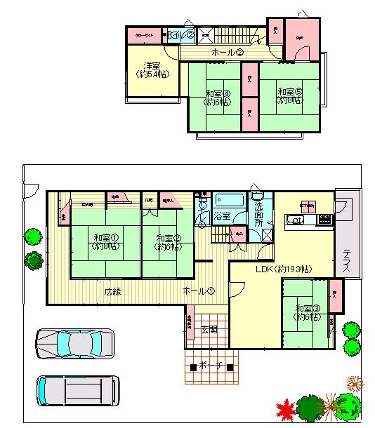 Floor plan. 29,800,000 yen, 6LDK, Land area 283.14 sq m , Building area 185.33 sq m