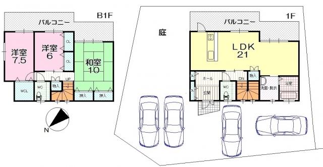 Floor plan. 34,500,000 yen, 3LDK, Land area 244.74 sq m , Building area 119.25 sq m