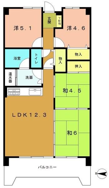 Floor plan. 4LDK, Price 13,900,000 yen, Occupied area 70.01 sq m , Balcony area 8.7 sq m