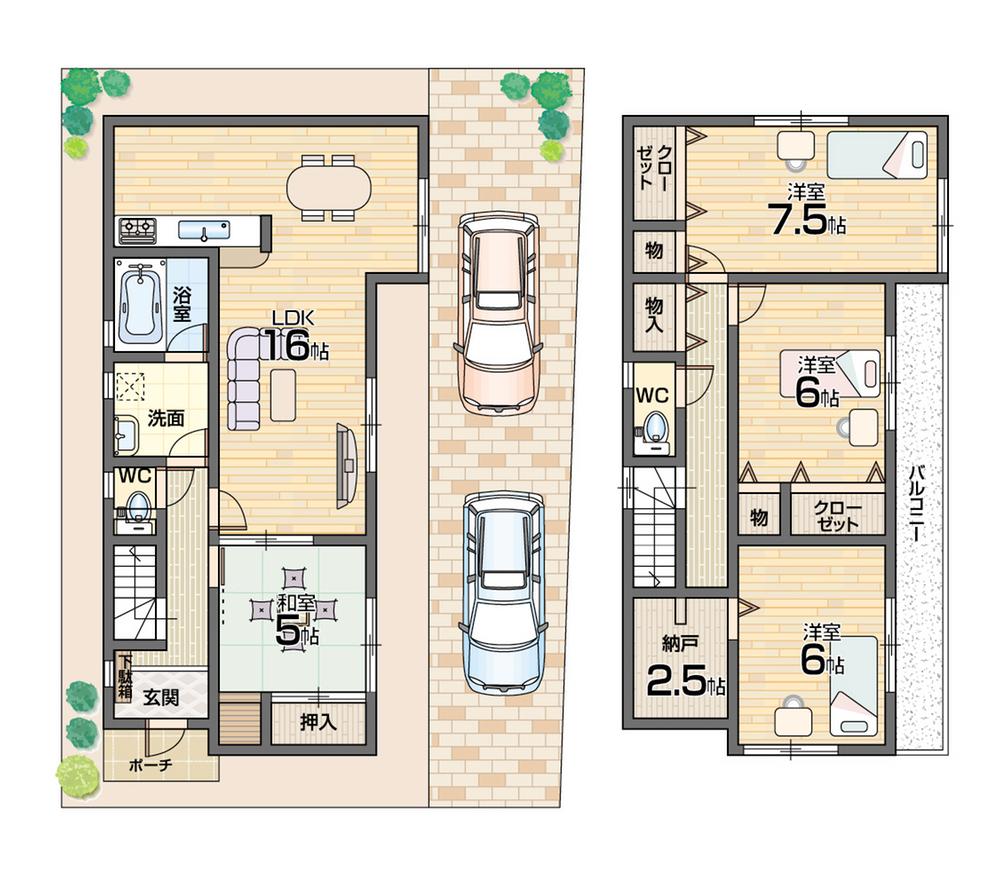 Floor plan. (No. 2 locations), Price 23,900,000 yen, 4LDK+S, Land area 108.09 sq m , Building area 100.44 sq m