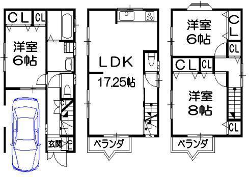 Floor plan. 19,800,000 yen, 3LDK, Land area 61.07 sq m , Building area 102.1 sq m