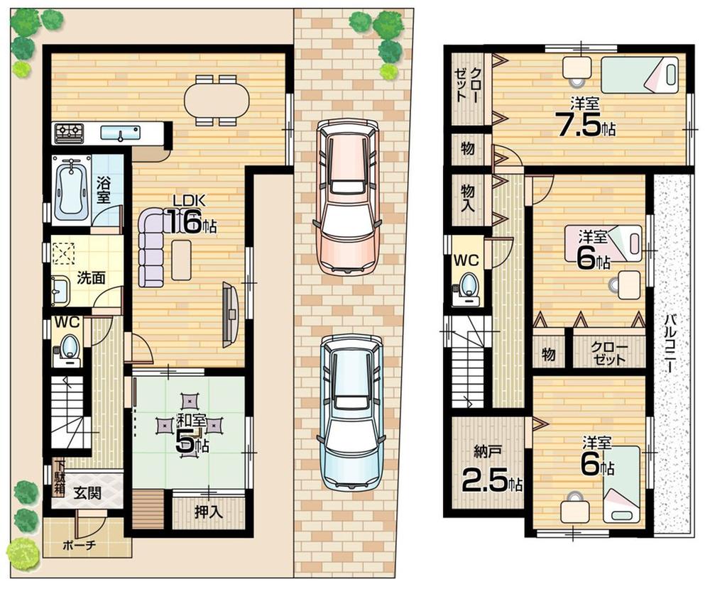 Floor plan. (No. 2 locations), Price 23,900,000 yen, 4LDK, Land area 108.09 sq m , Building area 104.44 sq m