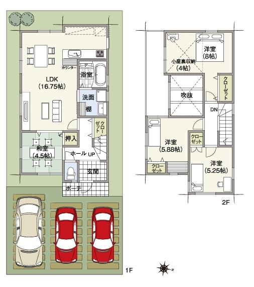 Floor plan. (No. 3 locations), Price 28.8 million yen, 4LDK, Land area 113.65 sq m , Building area 90.31 sq m