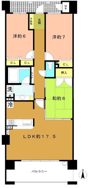 Floor plan. 3LDK, Price 28.8 million yen, Occupied area 81.74 sq m , Balcony area 11.59 sq m