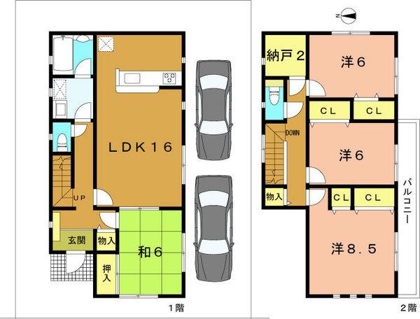 Floor plan. 24,800,000 yen, 4LDK, Land area 114.2 sq m , Building area 106.11 sq m 4LDK + storeroom parking two possible