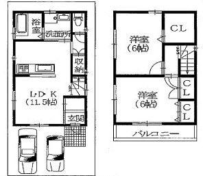 Floor plan. 17.8 million yen, 2LDK, Land area 59.92 sq m , Building area 58.72 sq m 2LDK