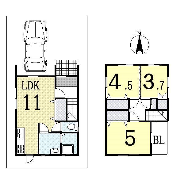 Floor plan. 18.5 million yen, 3LDK, Land area 64.93 sq m , Building area 64.59 sq m