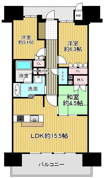 Floor plan. 3LDK, Price 24,200,000 yen, Occupied area 69.67 sq m