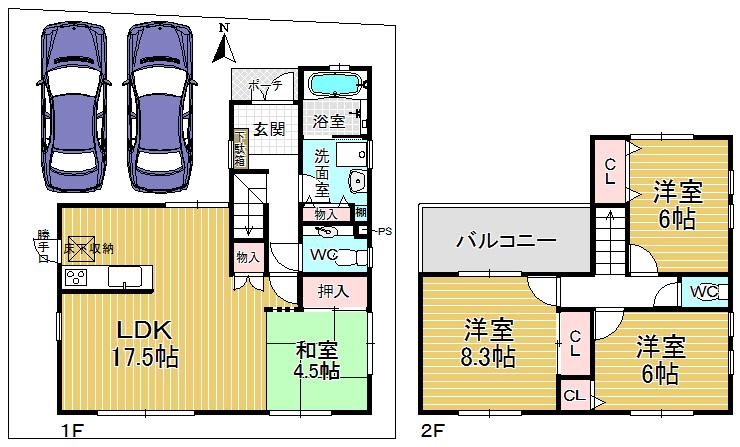 Floor plan. 32,800,000 yen, 4LDK, Land area 120.43 sq m , Building area 99.37 sq m