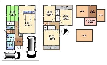 Floor plan. (No. 2 locations), Price 25,200,000 yen, 4LDK, Land area 104 sq m , Building area 92.48 sq m
