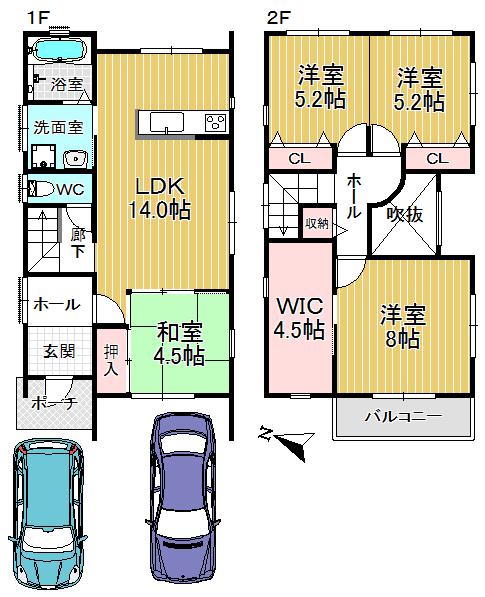 Floor plan. 30,800,000 yen, 4LDK + S (storeroom), Land area 106.03 sq m , Building area 96.29 sq m