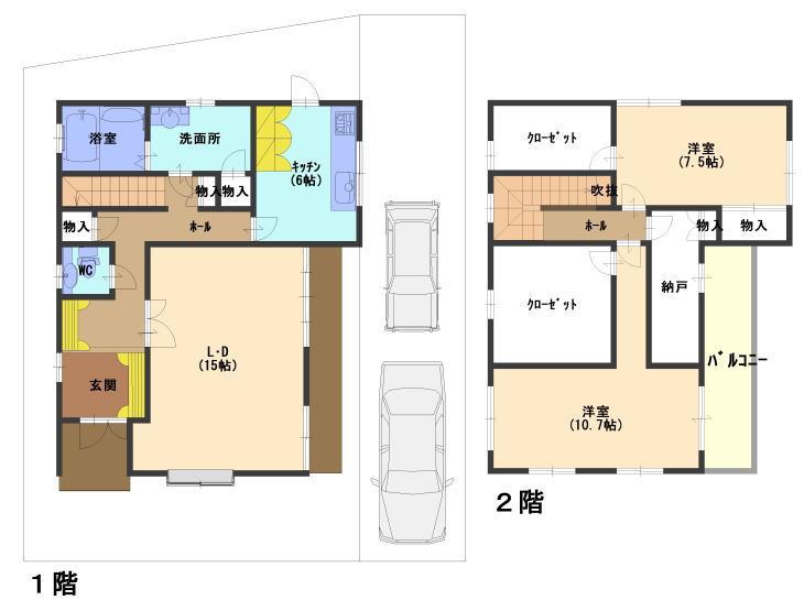 Floor plan. 8.8 million yen, 2LDK + 3S (storeroom), Land area 147.57 sq m , Building area 111.43 sq m