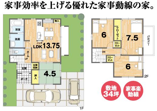 Floor plan. (2), Price 22,400,000 yen, 4LDK, Land area 113.19 sq m , Building area 88.61 sq m