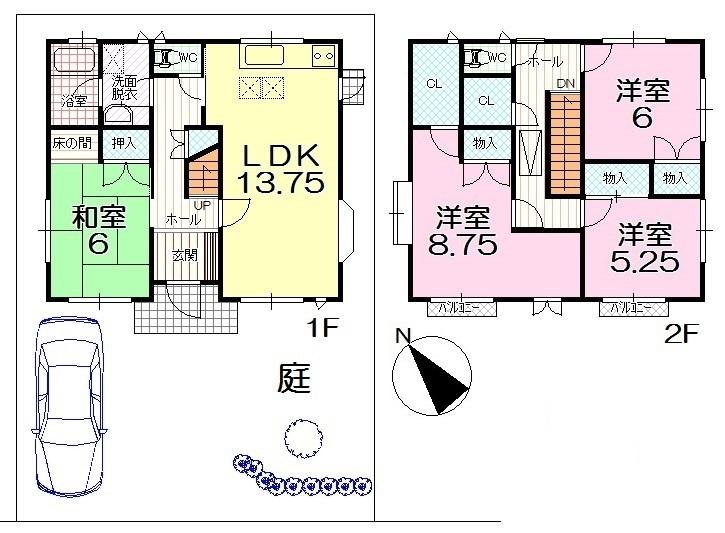 Floor plan. 18,800,000 yen, 4LDK, Land area 157.22 sq m , Building area 104.75 sq m