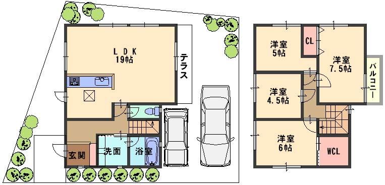 Building plan example (floor plan). Building plan example (No. 6 locations) 4LDK, Land price 12.7 million yen, Land area 115.64 sq m , Building price 16,250,000 yen, Building area 97.72 sq m