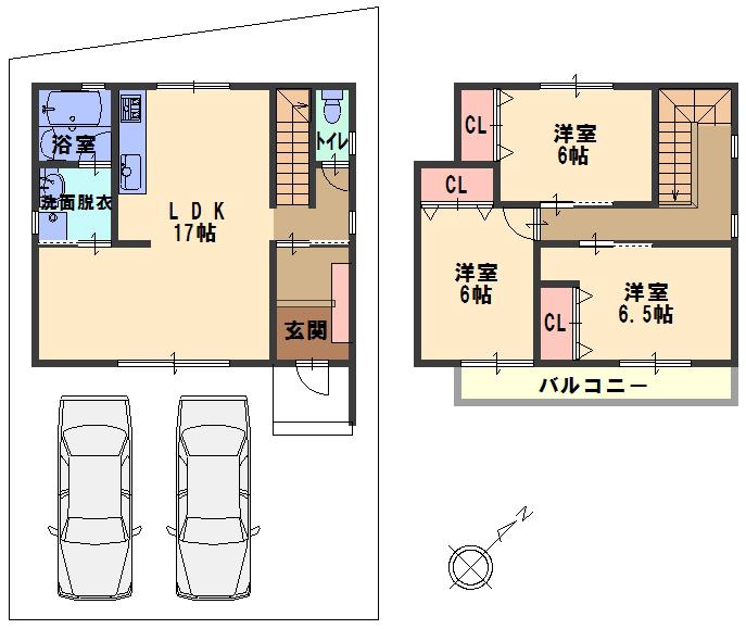 Building plan example (floor plan). Building plan example (No. 2 place) 3LDK, Land price 13.6 million yen, Land area 121.2 sq m , Building price 15,150,000 yen, Building area 91.09 sq m