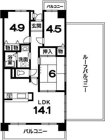 Floor plan. 3LDK, Price 18,800,000 yen, Footprint 63.6 sq m , Balcony area 11.76 sq m