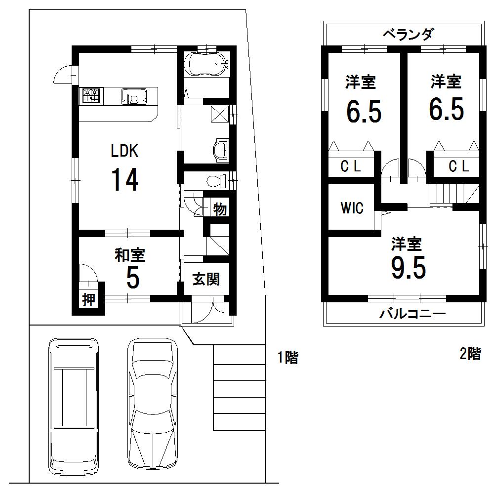 Building plan example (floor plan). Building plan example (No. 1 place) Building Price      15.4 million yen, Building area 92.75 sq m
