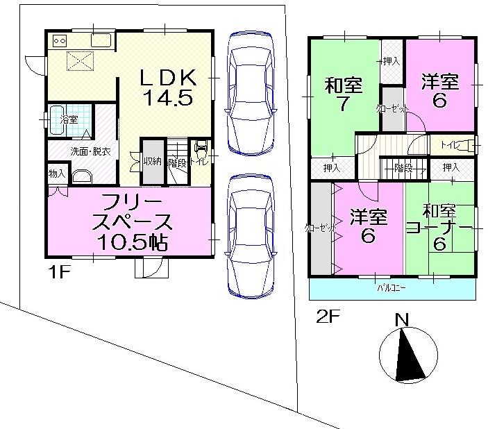 Floor plan. 9.8 million yen, 3LDK, Land area 147.84 sq m , Building area 121.66 sq m Floor