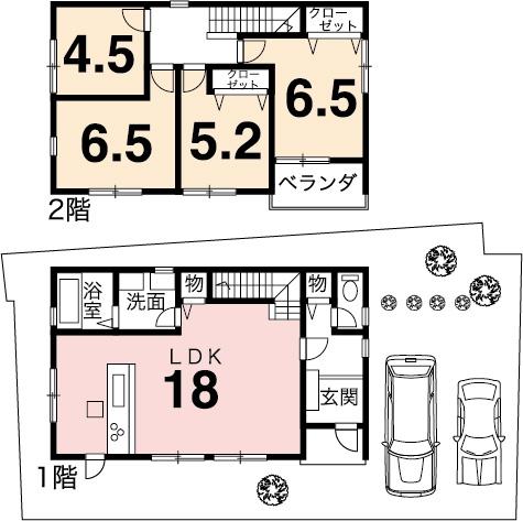 Floor plan. 28.8 million yen, 4LDK, Land area 121.49 sq m , Building area 95.23 sq m