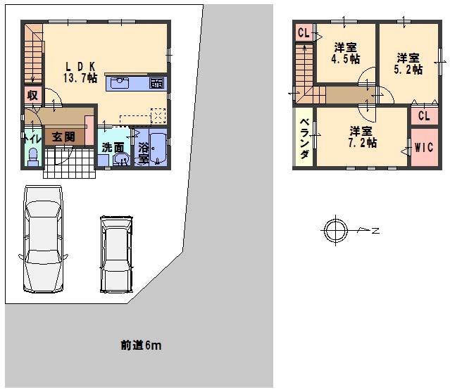 Floor plan. 26.7 million yen, 3LDK, Land area 101.71 sq m , Building area 79.5 sq m land: 16,900,000 yen building: 8.5 million yen Parking 2 units can be! 