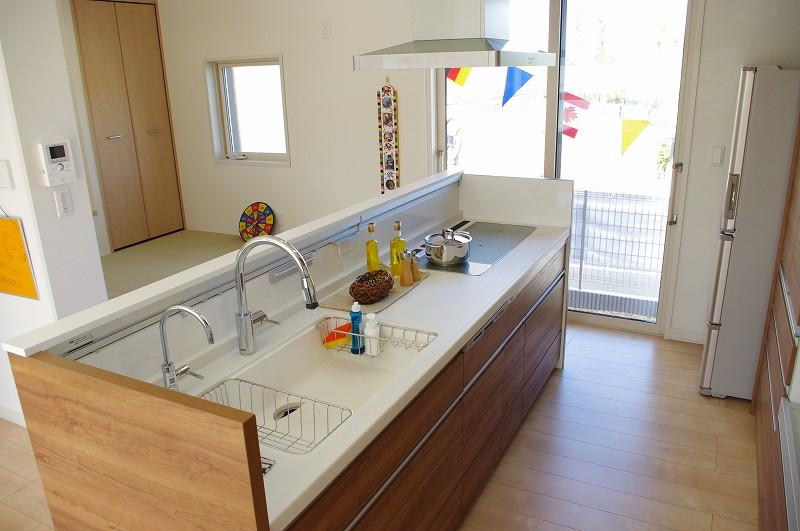 Model house photo. Easy-to-use flat kitchen (local model house)