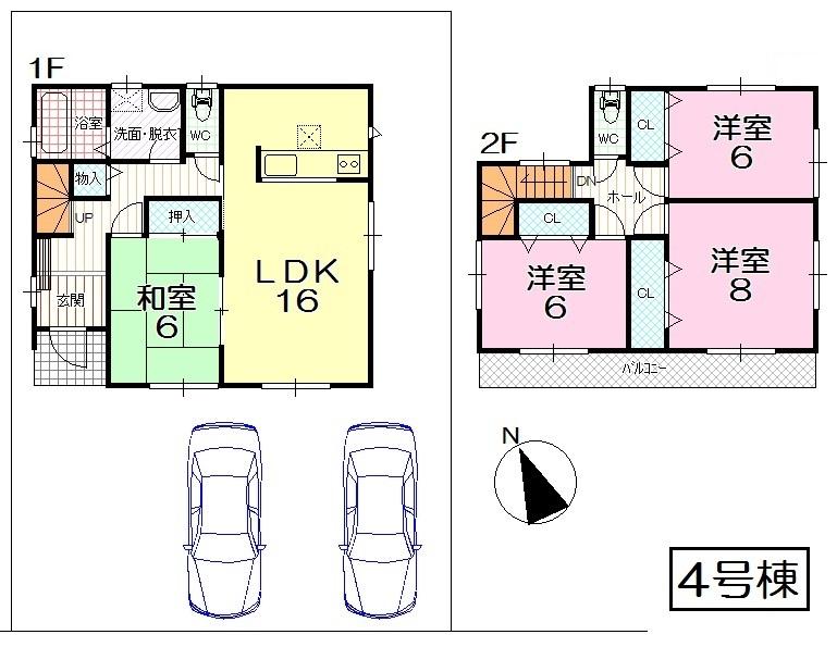 Floor plan. (4 Building), Price 25,800,000 yen, 4LDK, Land area 205.02 sq m , Building area 104.33 sq m