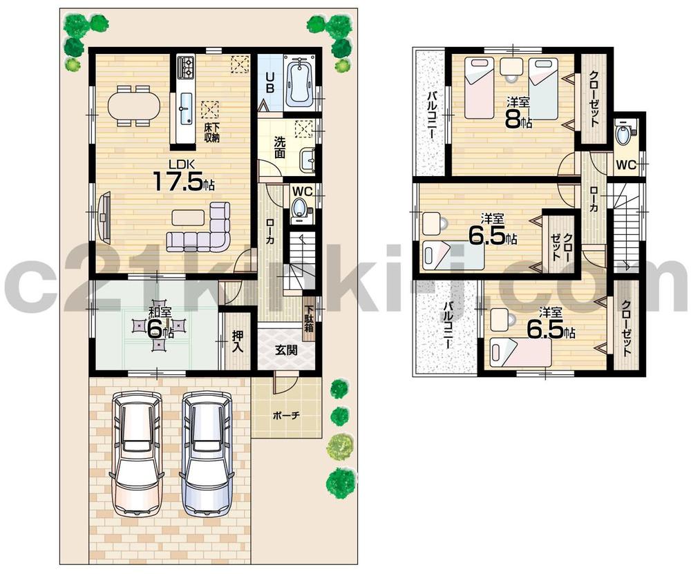Floor plan. (No. 3 locations), Price 24,800,000 yen, 4LDK, Land area 184.79 sq m , Building area 105.98 sq m