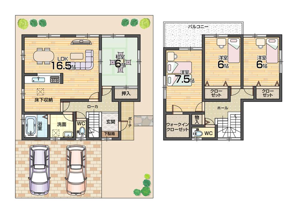 Floor plan. (No. 2 locations), Price 27,800,000 yen, 4LDK, Land area 206.89 sq m , Building area 105.57 sq m