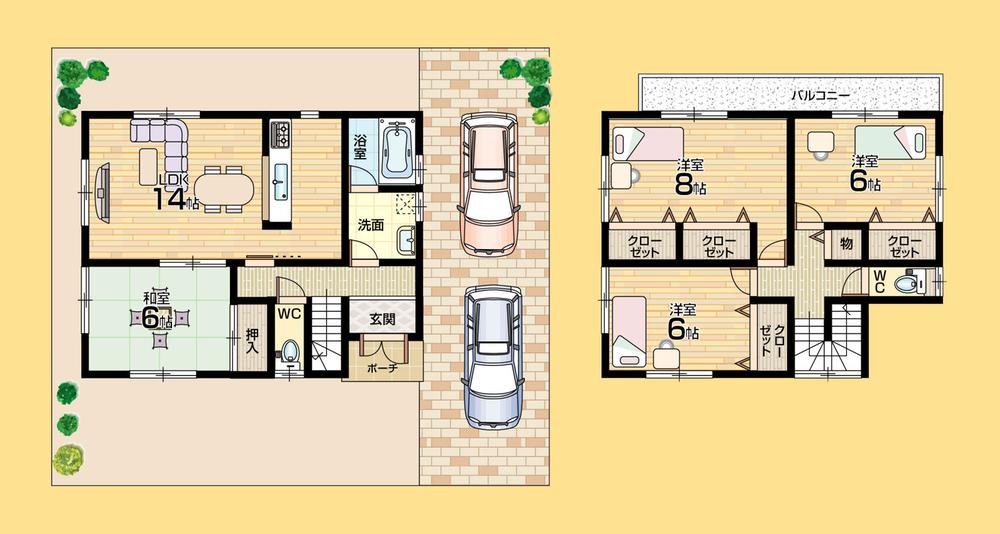 Floor plan. (Building 2), Price 16 million yen, 4LDK, Land area 115.76 sq m , Building area 96.39 sq m