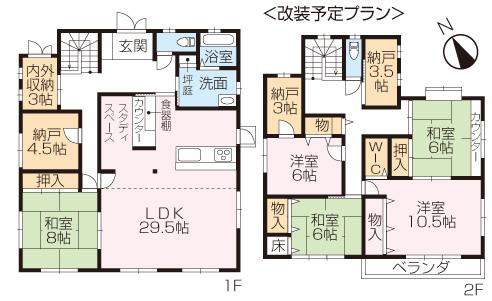 Floor plan. 50,800,000 yen, 5LDK + 3S (storeroom), Land area 244.2 sq m , Building area 190.35 sq m