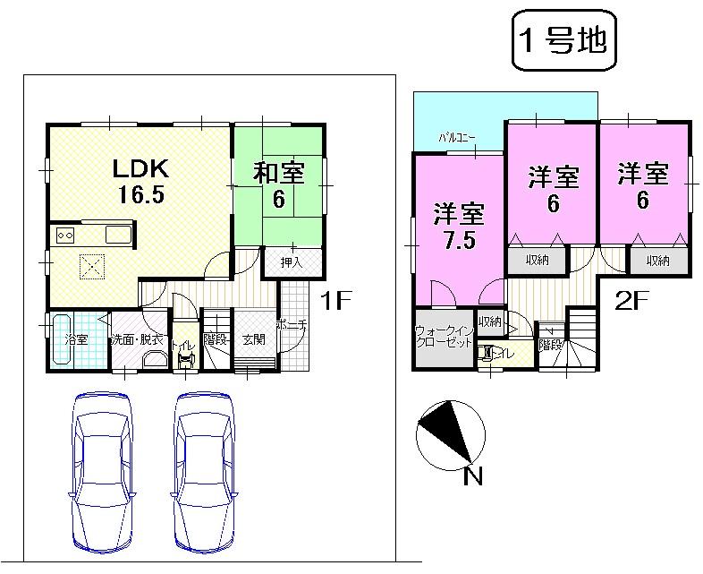 Floor plan. (No. 1 point), Price 29,800,000 yen, 4LDK, Land area 206.72 sq m , Building area 105.57 sq m