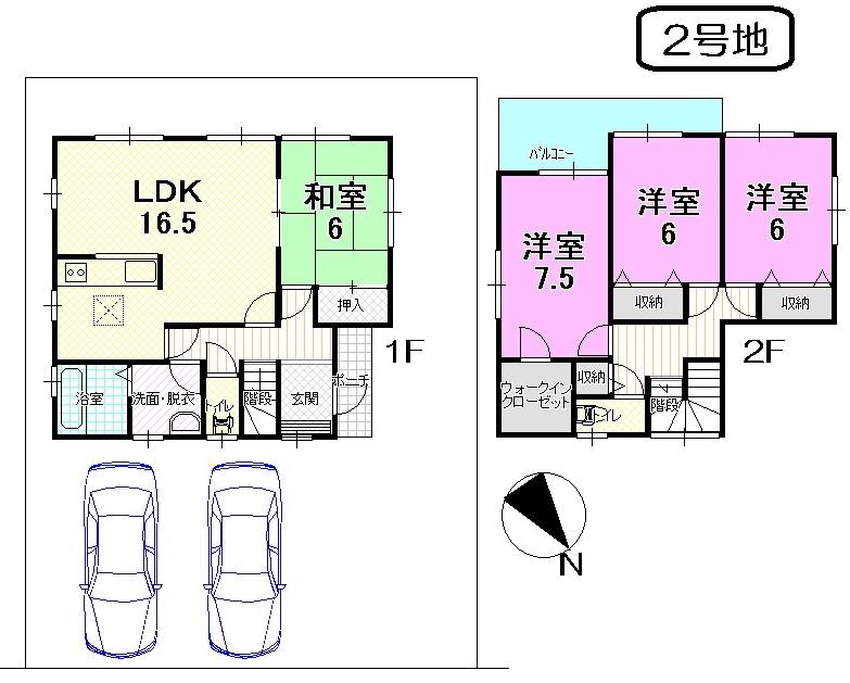 Floor plan. (No. 2 locations), Price 29,800,000 yen, 4LDK, Land area 206.89 sq m , Building area 105.57 sq m
