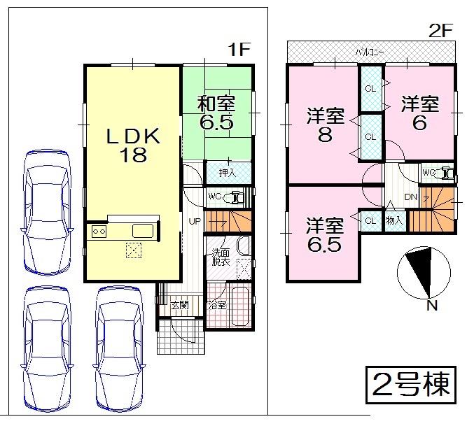 Floor plan. (No. 2 locations), Price 27,900,000 yen, 4LDK, Land area 175.99 sq m , Building area 100.44 sq m