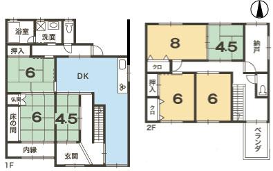 Floor plan. 18.5 million yen, 6DK + S (storeroom), Land area 171.9 sq m , Building area 179.24 sq m