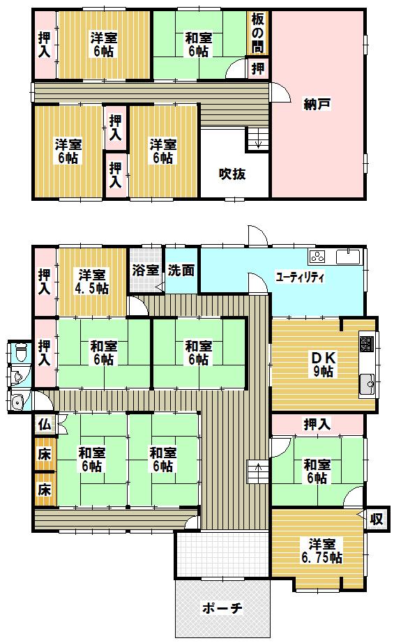 Floor plan. 38 million yen, 10LDK + S (storeroom), Land area 868.18 sq m , Building area 289.92 sq m Floor