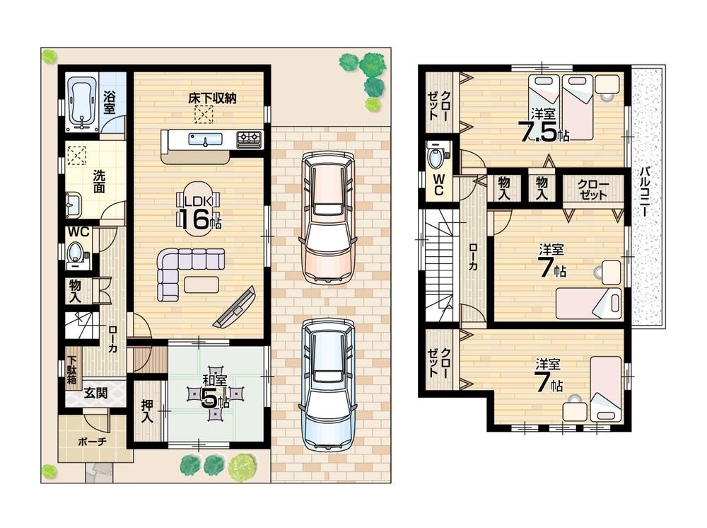Floor plan. 22,900,000 yen, 4LDK, Land area 100.81 sq m , Building area 100.44 sq m