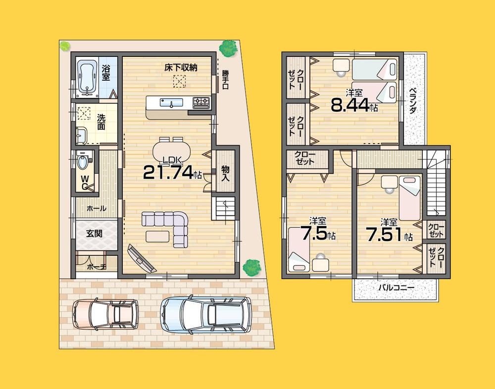 Floor plan. (No. 5 locations), Price 21,200,000 yen, 3LDK, Land area 101.77 sq m , Building area 101.4 sq m