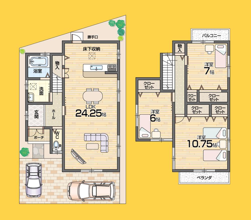 Floor plan. (No. 2 locations), Price 23.4 million yen, 3LDK, Land area 109.54 sq m , Building area 108.55 sq m
