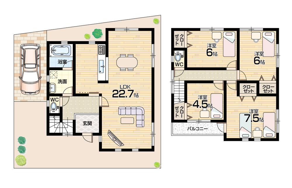 Floor plan. 22,900,000 yen, 4LDK, Land area 120.26 sq m , Building area 103.27 sq m