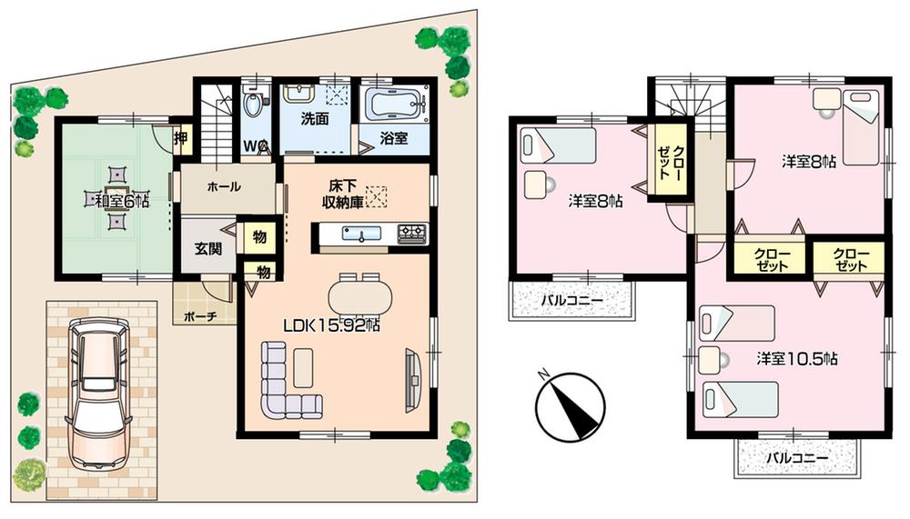 Floor plan. (No. 3 locations), Price 22,900,000 yen, 4LDK, Land area 105.95 sq m , Building area 104.76 sq m